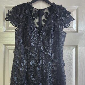NEW Black Lace 2D Flower Applique Cocktail Dress Size 8
